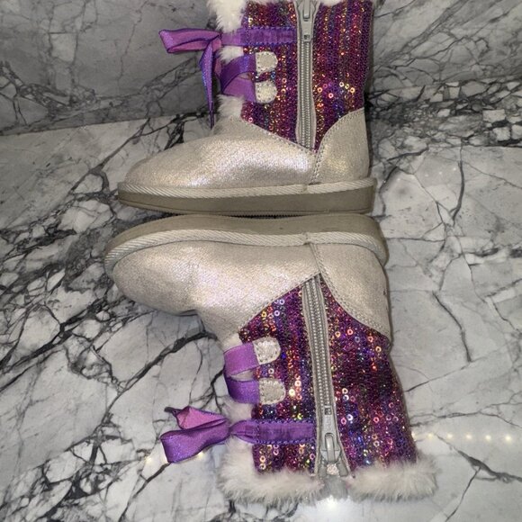 Disney Stride Rite Toddler 7 Furry Elsa Boot Frozen Winter - Picture 2 of 5